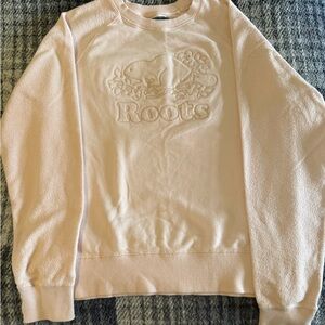 Roots Light Pink Crewneck Sweatshirt with Beaver Logo